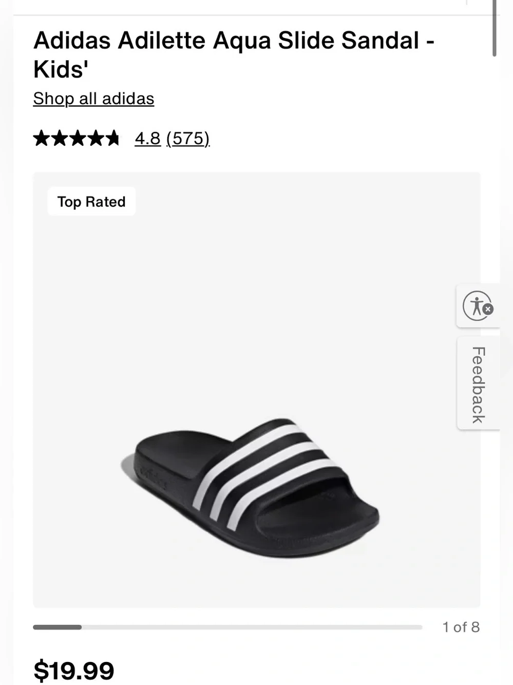 adidas Black Slide Sandals with White Stripes